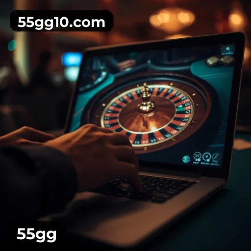 App 55gg para iOS e Android — interface mobile, login biométrico e PIX integrado